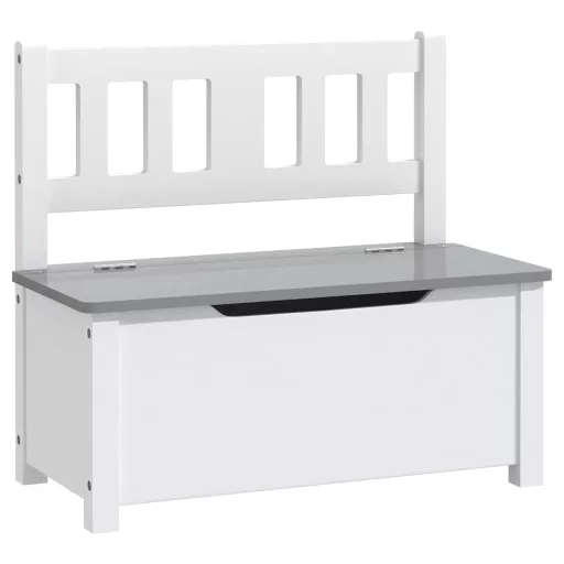 Fehér-szürke MDF gyermek tárolópad 60 x 30 x 55 cm