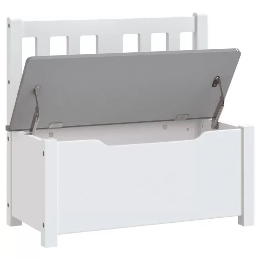 Fehér-szürke MDF gyermek tárolópad 60 x 30 x 55 cm