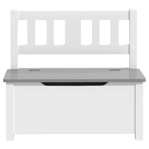 Fehér-szürke MDF gyermek tárolópad 60 x 30 x 55 cm