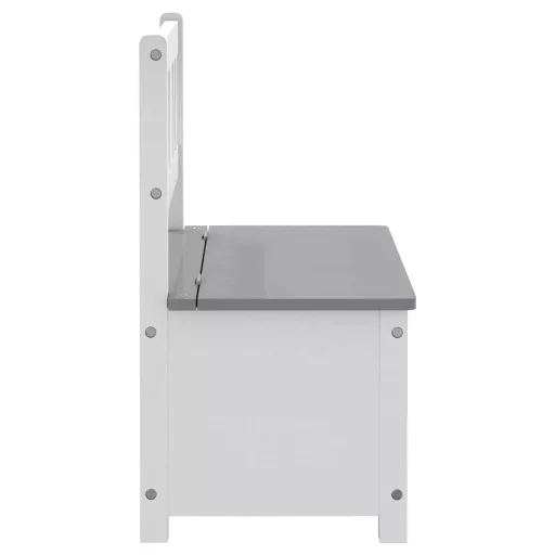 Fehér-szürke MDF gyermek tárolópad 60 x 30 x 55 cm