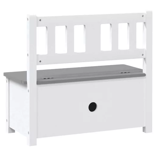 Fehér-szürke MDF gyermek tárolópad 60 x 30 x 55 cm