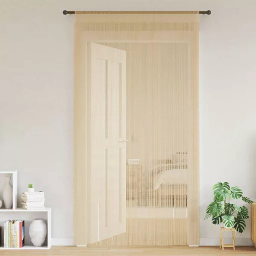 2 db bézs zsinórfüggöny 140 x 250 cm