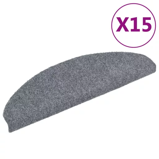 15 db öntapadós lépcsőszőnyeg 65 x 21 x 4 cm világosszürke félkör alakú nagy
