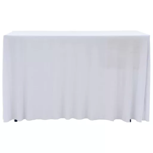 2 darab fehér sztreccs asztalszoknya 120 x 60,5 x 74 cm