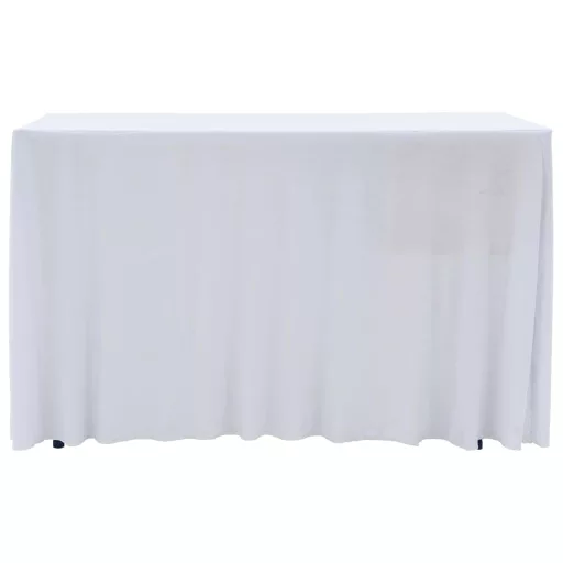 2 darab fehér sztreccs asztalszoknya 183 x 76 x 74 cm