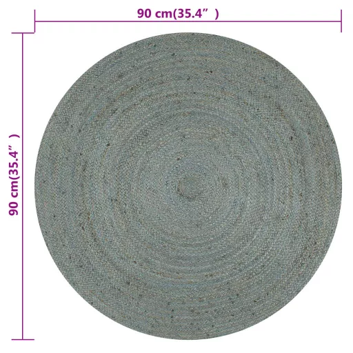 Olívazöld kézzel font kör alakú jutaszőnyeg 90 cm