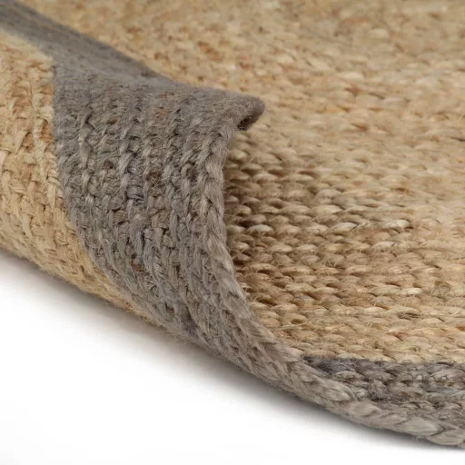 Szürke szélű kézzel font jutaszőnyeg 120 cm