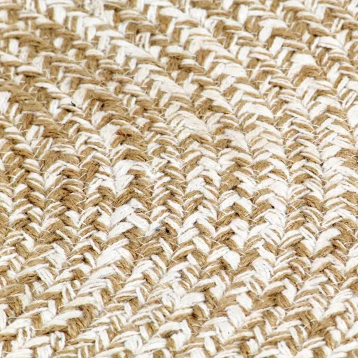 Fehér és természetes színű kézzel font jutaszőnyeg 150 cm