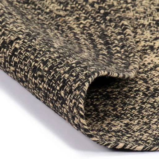Fekete és természetes színű kézzel font jutaszőnyeg 120 cm
