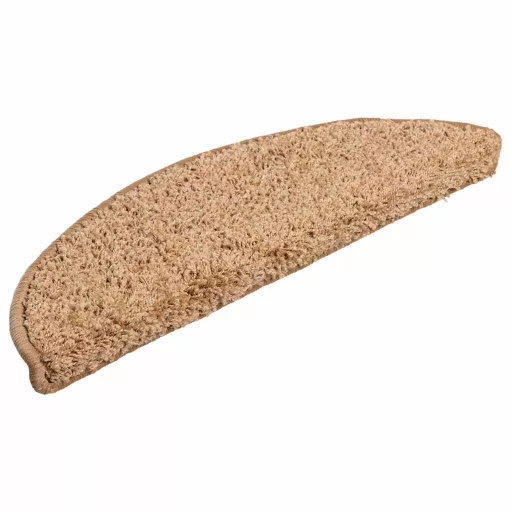 15 db bézs színű, félkör alakú lépcsőszőnyeg 56 x 17 x 3 cm