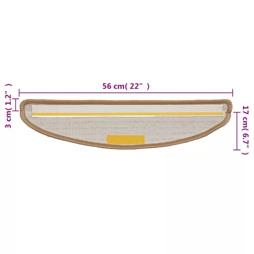 15 db bézs színű, félkör alakú lépcsőszőnyeg 56 x 17 x 3 cm