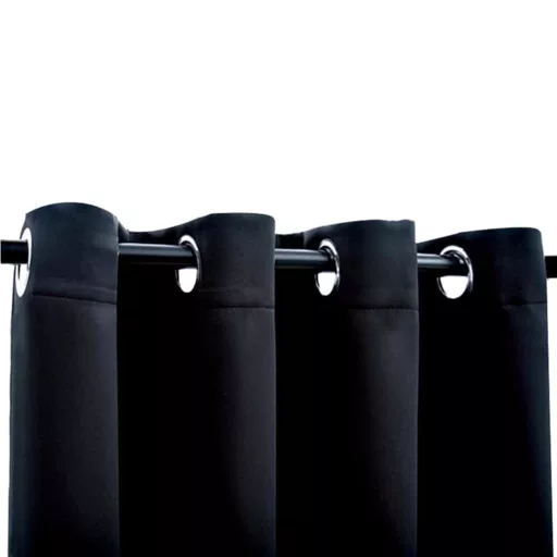 2 db fekete sötétítőfüggöny fémgyűrűkkel 140 x 175 cm
