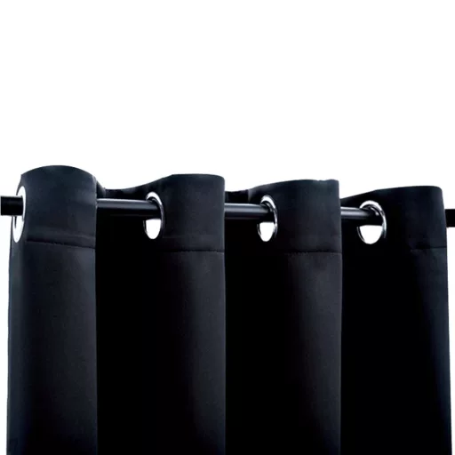 2 db fekete sötétítőfüggöny fémgyűrűkkel 140 x 225 cm