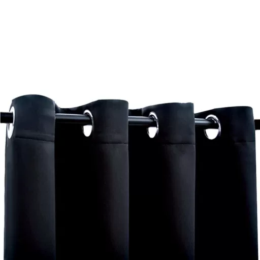 2 db fekete sötétítőfüggöny fémgyűrűkkel 140 x 245 cm