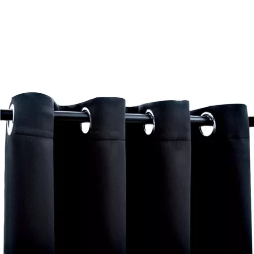 Fekete sötétítőfüggöny fémkarikákkal 290 x 245 cm