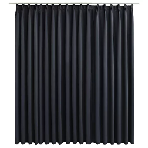 Fekete sötétítőfüggöny kampókkal 290 x 245 cm