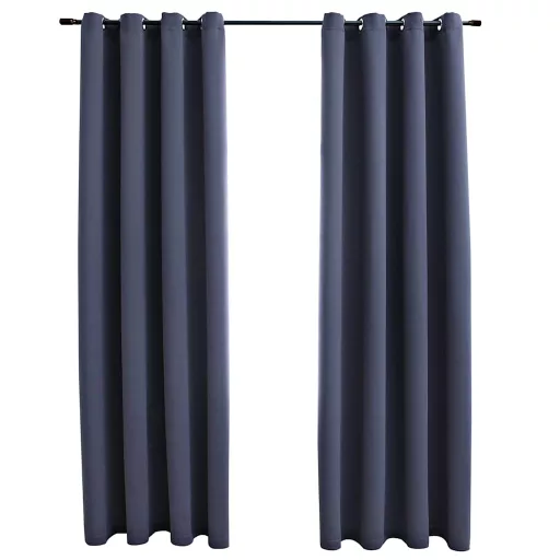2 db antracitszürke sötétítőfüggöny fémgyűrűkkel 140 x 175 cm