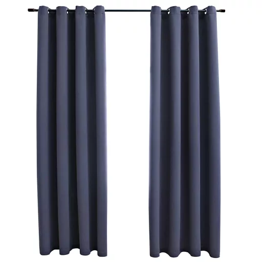 2 db antracitszürke sötétítőfüggöny fémgyűrűkkel 140 x 225 cm