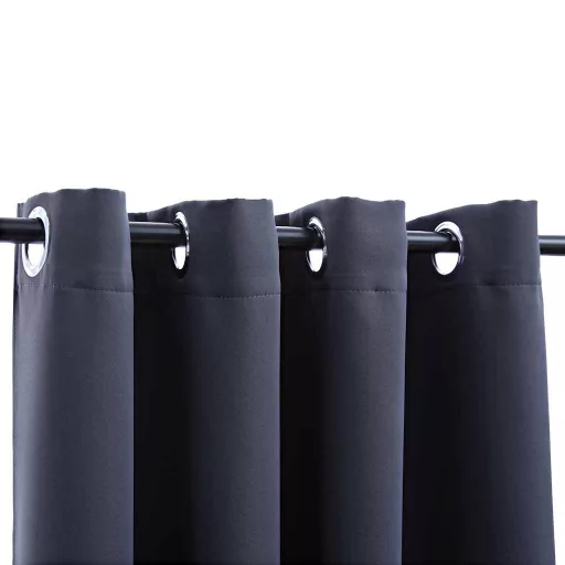 2 db antracitszürke sötétítőfüggöny fémgyűrűkkel 140 x 225 cm
