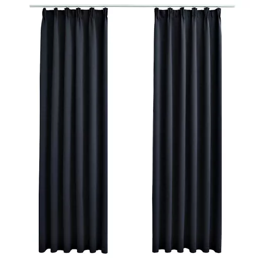 2 db antracitszürke sötétítőfüggöny kampókkal 140 x 175 cm