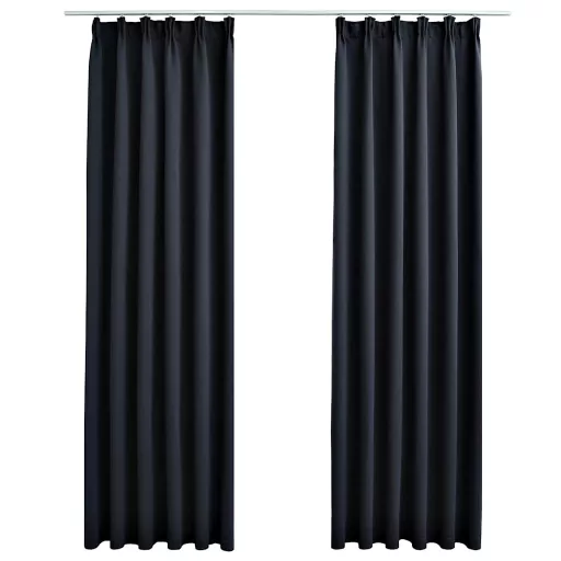 2 db antracitszürke sötétítőfüggöny kampókkal 140 x 225 cm