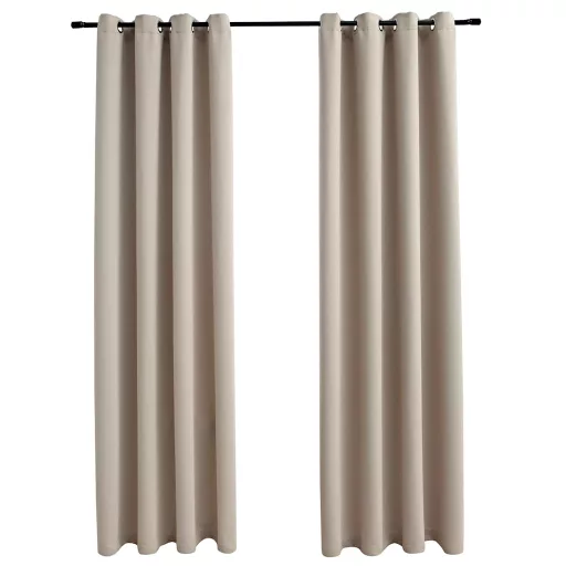 2 db bézs sötétítőfüggöny fémgyűrűkkel 140 x 175 cm
