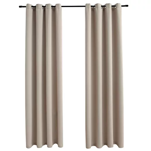 2 db bézs sötétítőfüggöny fémgyűrűkkel 140 x 245 cm