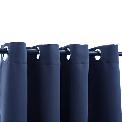 2 db kék sötétítőfüggöny fémgyűrűkkel 140 x 245 cm