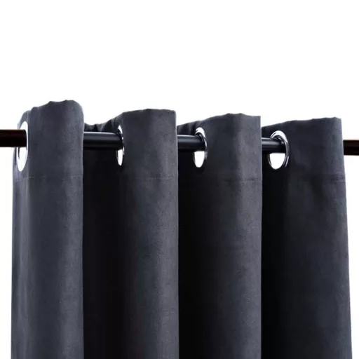 2 db antracitszürke sötétítőfüggöny fémgyűrűkkel 140 x 175 cm