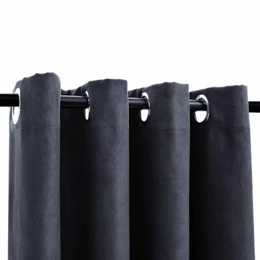 2 db antracitszürke sötétítőfüggöny fémgyűrűkkel 140 x 225 cm