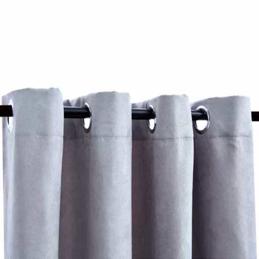 2 db szürke sötétítőfüggöny fémgyűrűkkel 140 x 245 cm