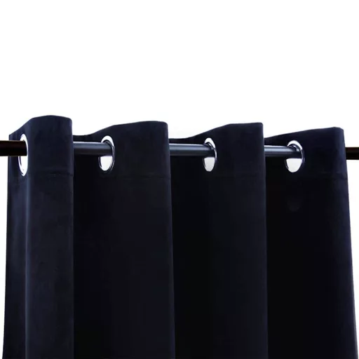 2 db fekete bársony sötétítőfüggöny gyűrűkkel 140 x 175 cm