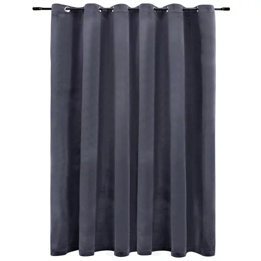 Antracitszürke bársony sötétítőfüggöny fémkarikákkal 290x245 cm
