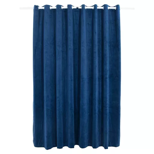 Sötétkék bársony sötétítőfüggöny fémkarikákkal 290 x 245 cm