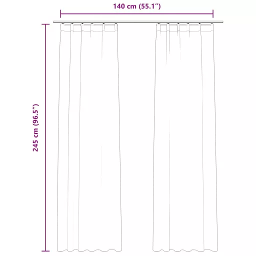 2 db sötétkék bársony sötétítőfüggöny kampókkal 140 x 245 cm