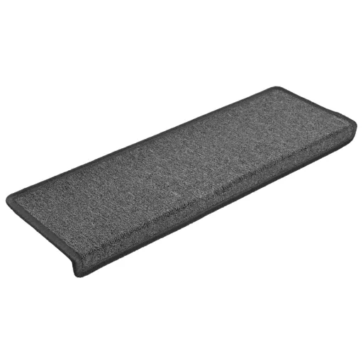15 db sötétszürke lépcsőszőnyeg, téglalap alakú széllel, 65 x 21 x 4 cm