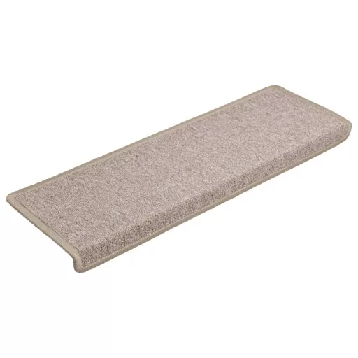15 db lépcsőszőnyeg 65 x 21 x 4 cm bézs téglalap alakú széllel