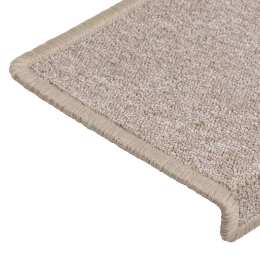 15 db lépcsőszőnyeg 65 x 21 x 4 cm bézs téglalap alakú széllel