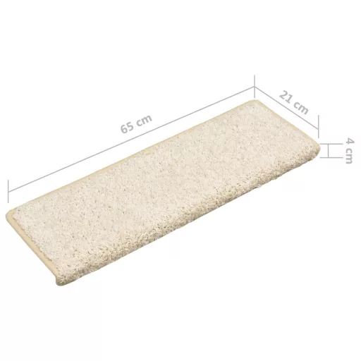 15 db fehér lépcsőszőnyeg, téglalap alakú széllel, 65 x 21 x 4 cm