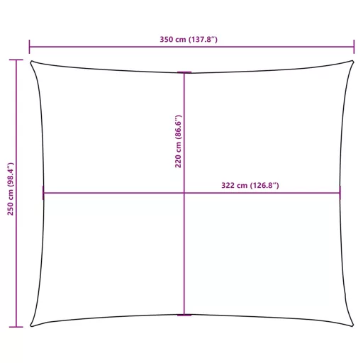Antracitszürke téglalap alakú oxford-szövet napvitorla 2,5x3,5m