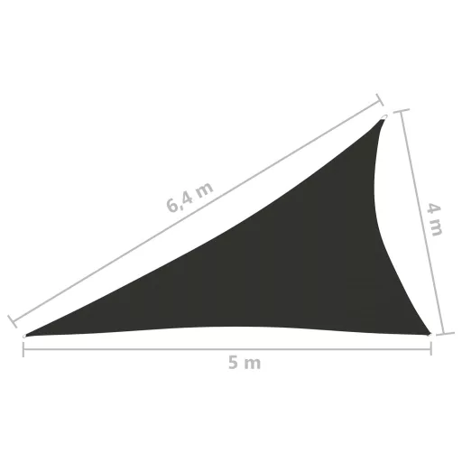 Antracitszürke háromszögű oxford-szövet napvitorla 4x5x6,4 m