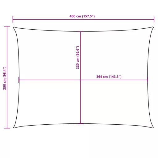 Bézs téglalap alakú oxford-szövet napvitorla 2,5 x 4 m