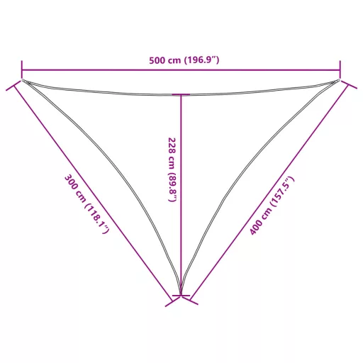 Krémszínű háromszögű oxford-szövet napvitorla 3 x 4 x 5 m