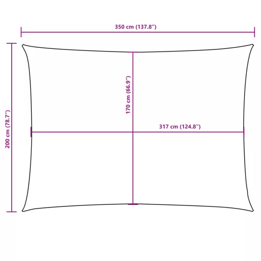 Fehér téglalap alakú oxford-szövet napvitorla 2 x 3,5 m