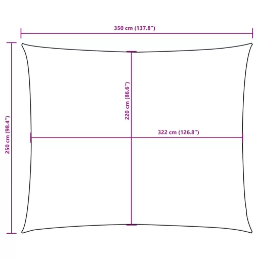 Fehér téglalap alakú oxford-szövet napvitorla 2,5 x 3,5 m