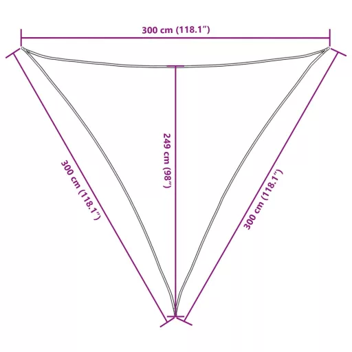 Fehér háromszögű oxford-szövet napvitorla 3 x 3 x 3 m