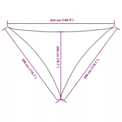 Fehér háromszögű oxford-szövet napvitorla 3 x 3 x 4,24 m