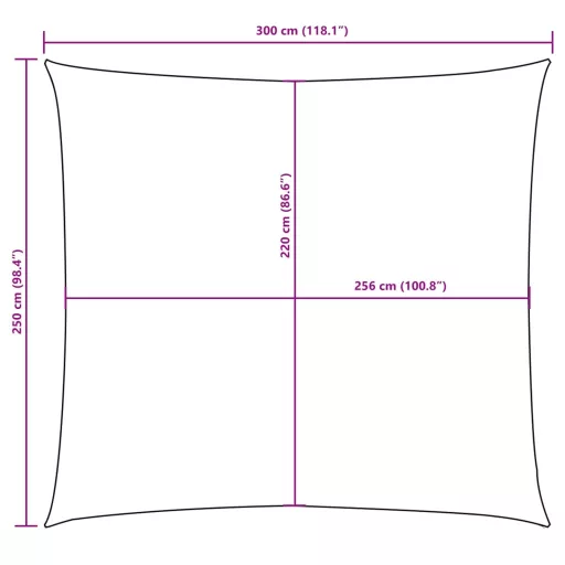 Tópszínű téglalap alakú oxford-szövet napvitorla 2,5 x 3 m