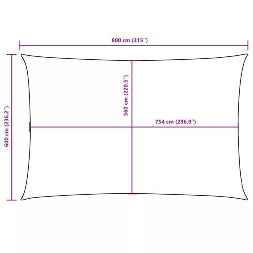 Fehér téglalap alakú oxford-szövet napvitorla 6 x 8 m