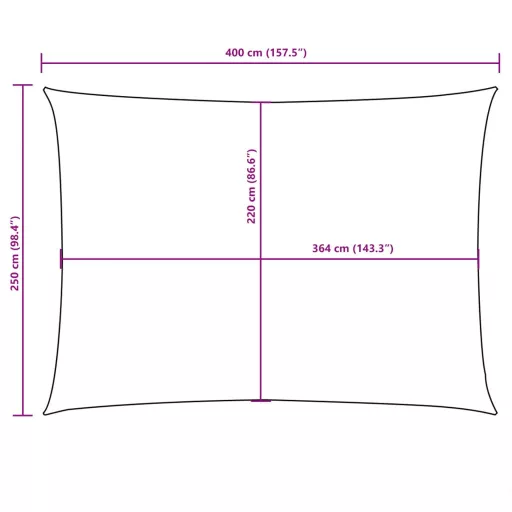 Sötétzöld téglalap alakú oxford-szövet napvitorla 2,5x4 m